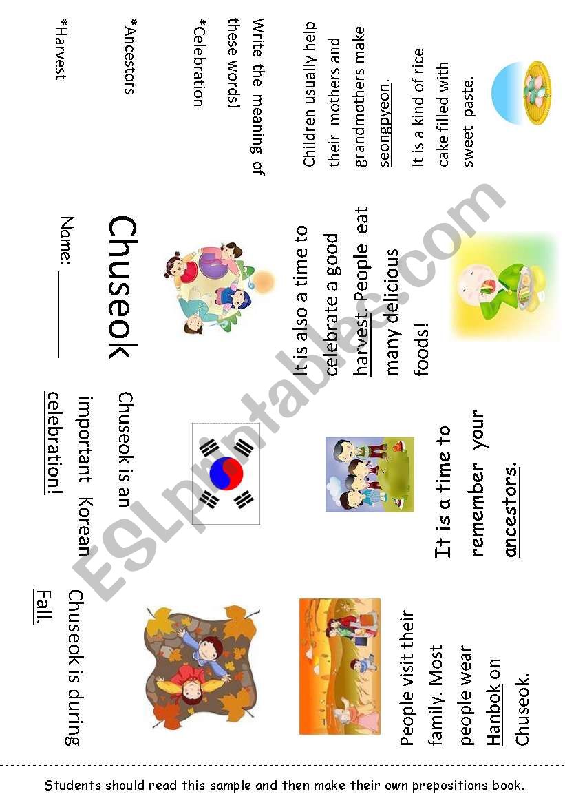 Chuseok Mini Book worksheet