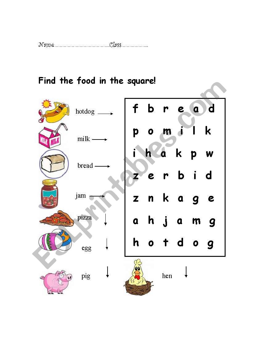 Food worksheet