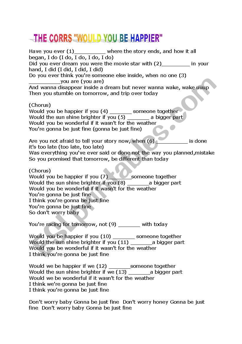 The corrs worksheet