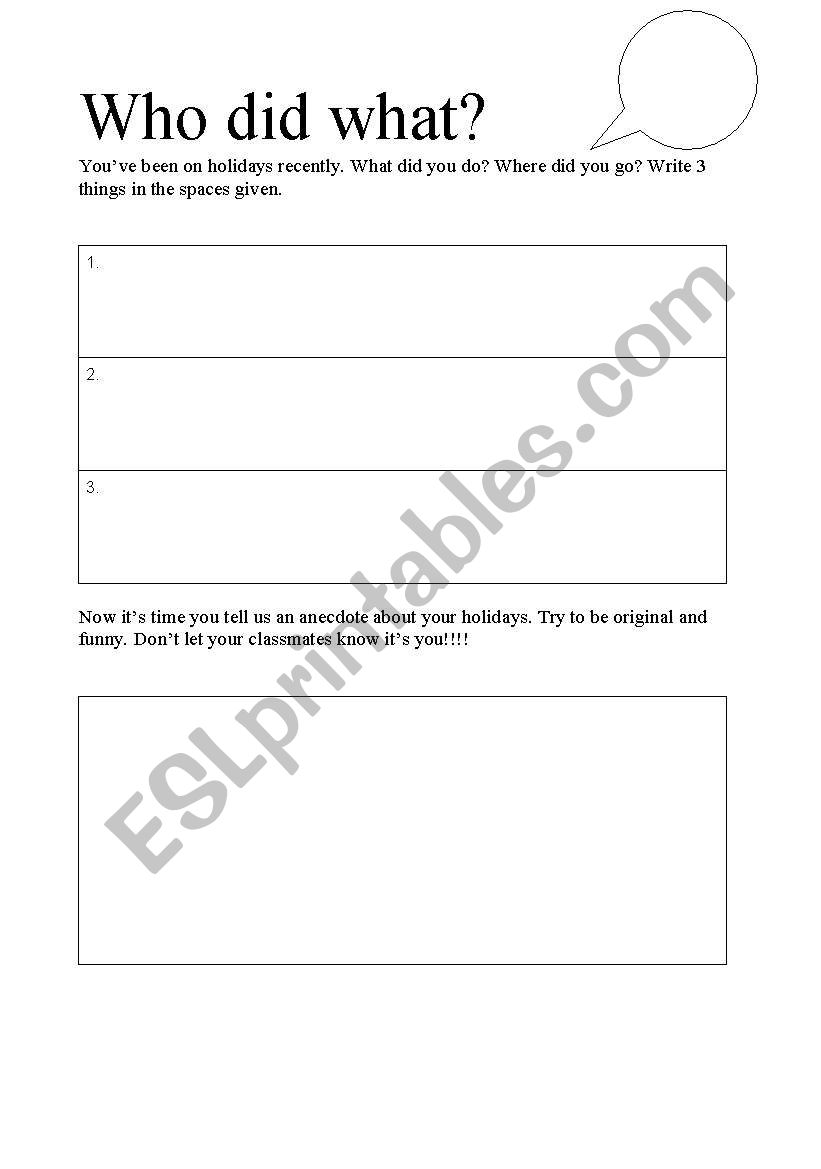 Who did what? worksheet