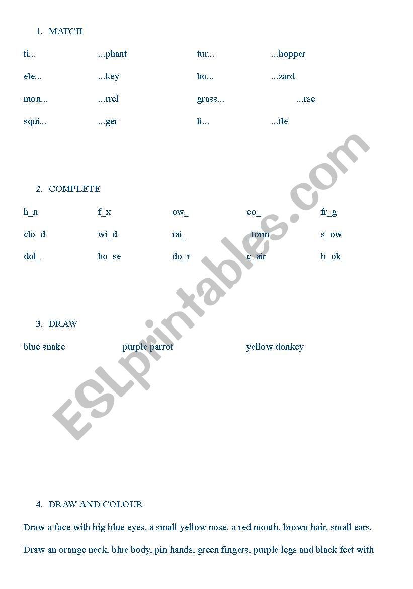 test for the 1st grade worksheet