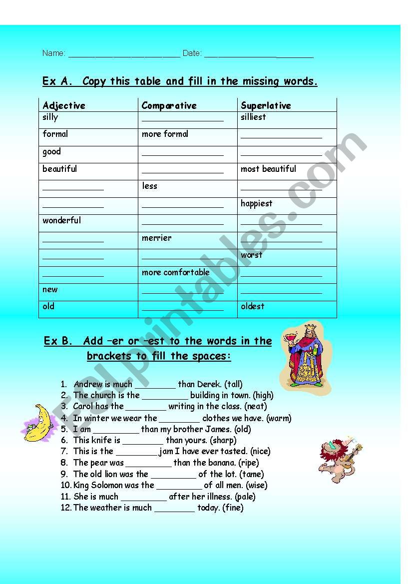 Adjectives worksheet