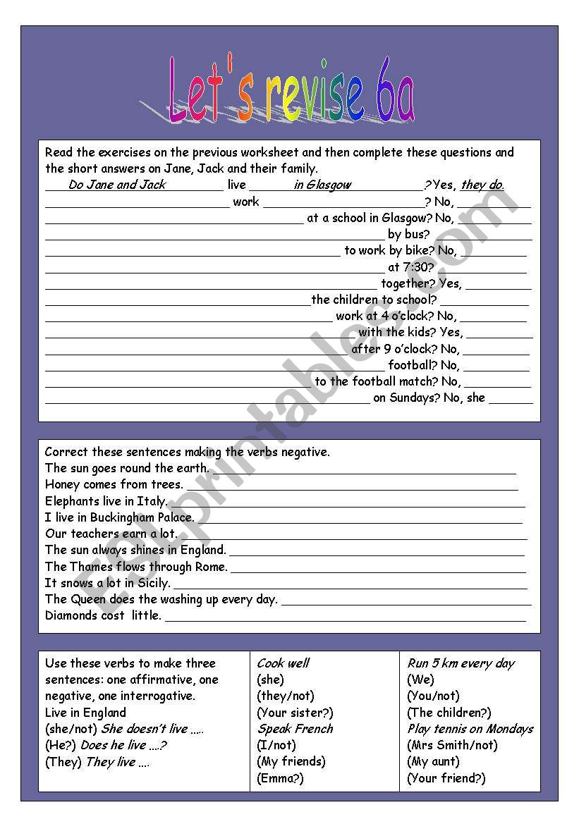 lets revise 6a simple present