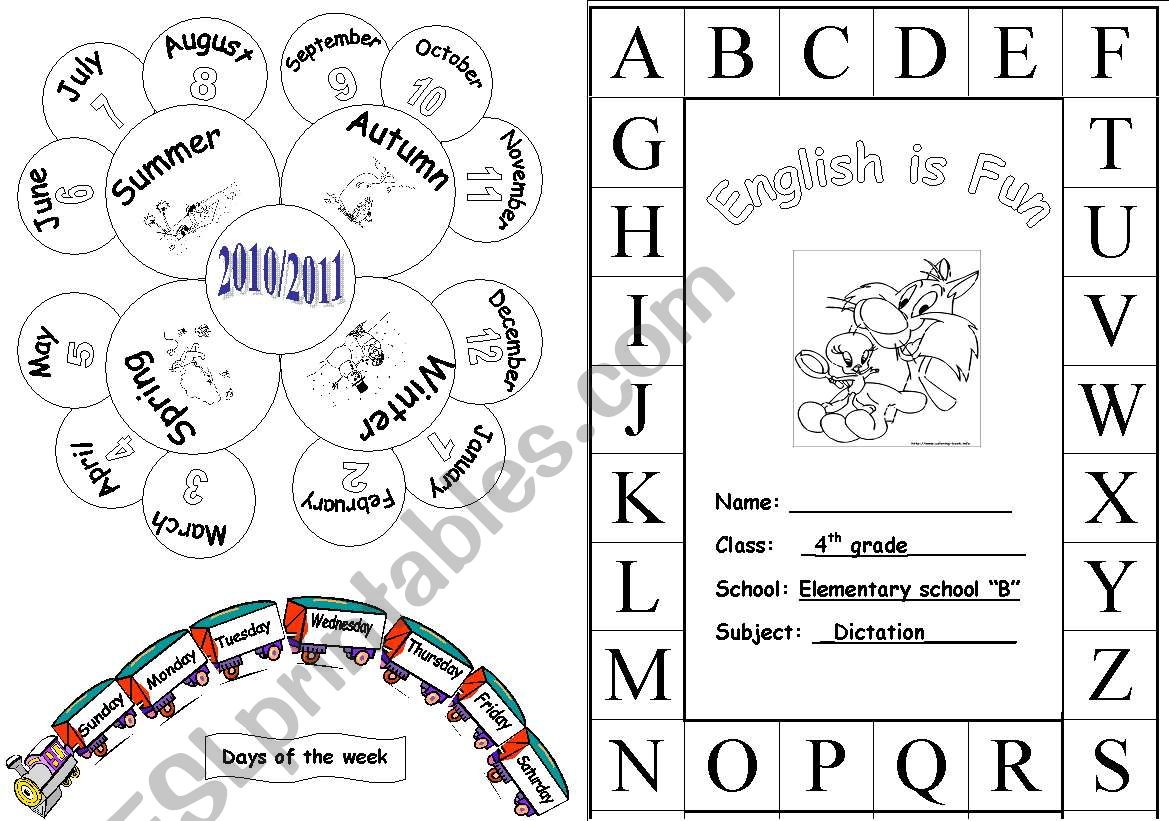 notebook coverpage worksheet