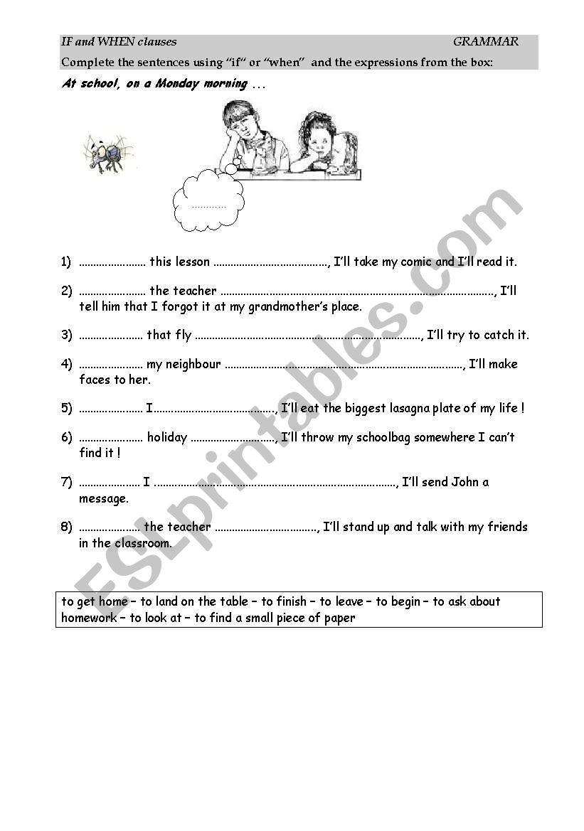 if and when worksheet