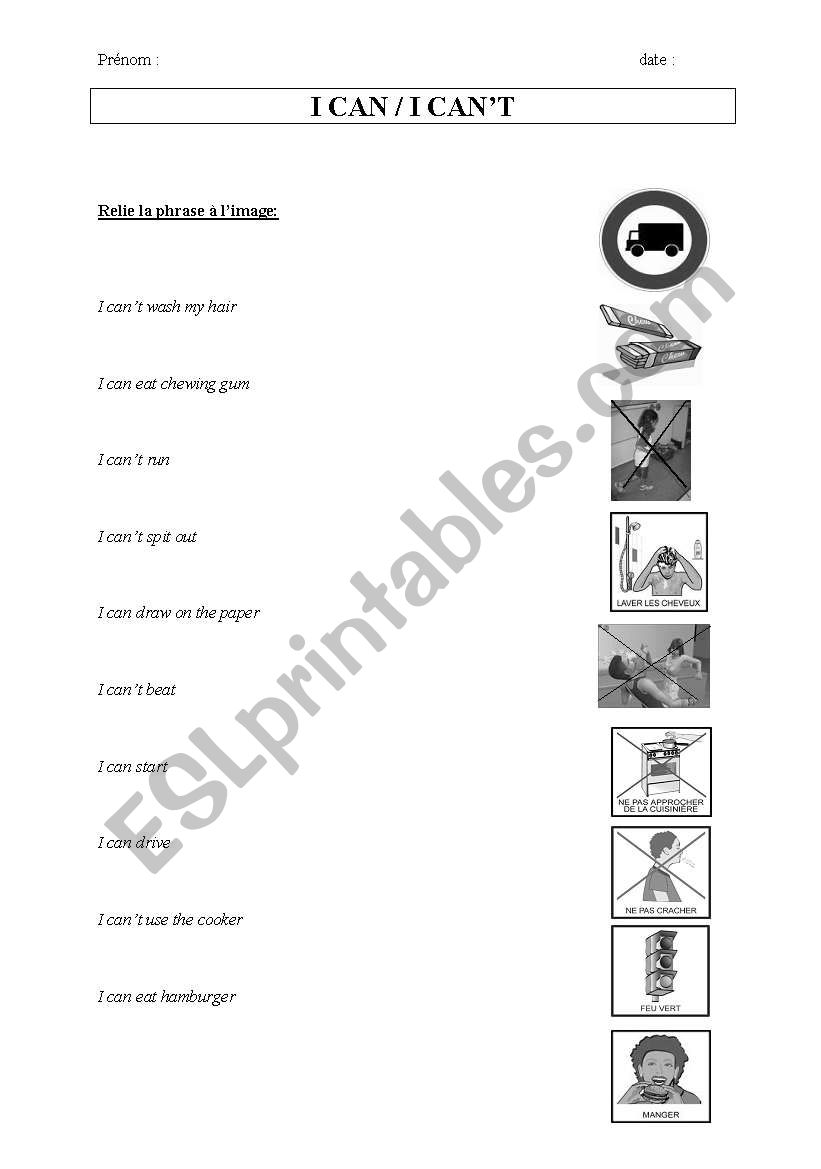 can/ cant worksheet