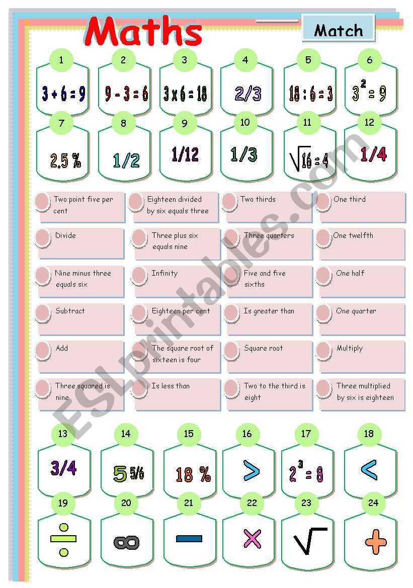 WORKING WITH MATHS worksheet
