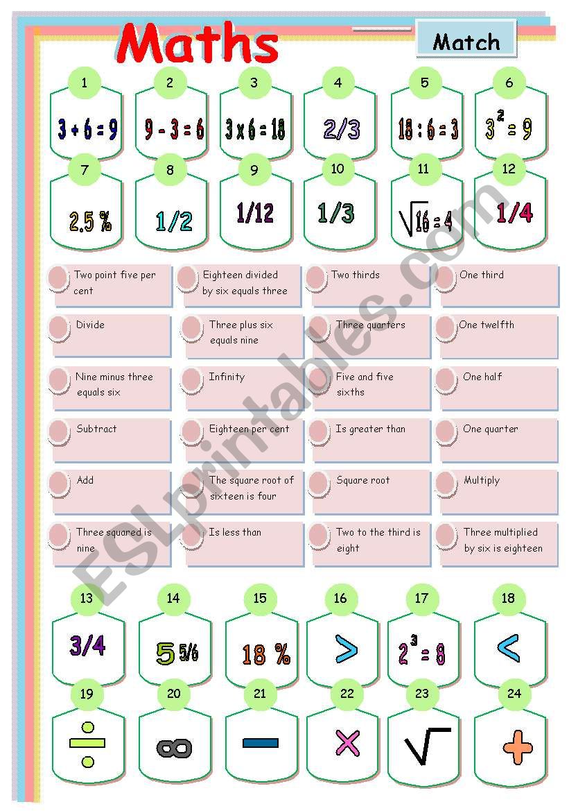 WORKING WITH MATHS worksheet