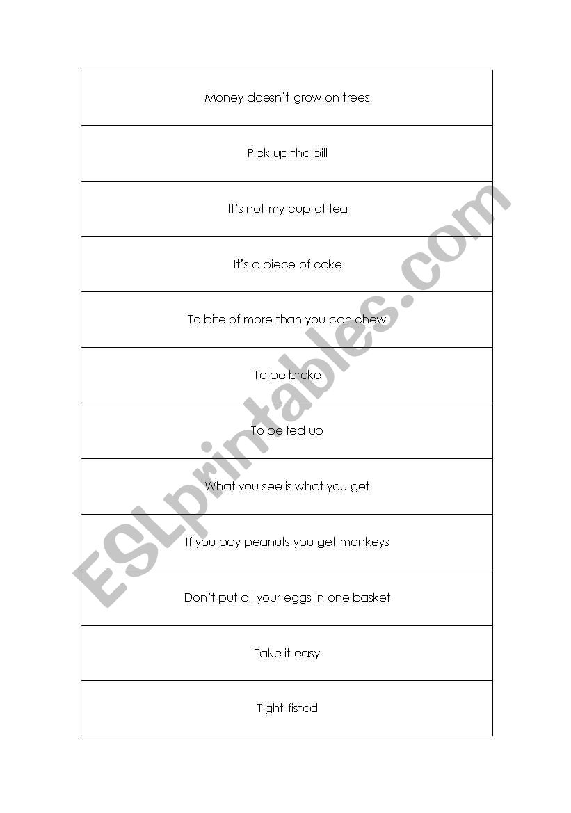 Everyday Idioms and Sayings worksheet