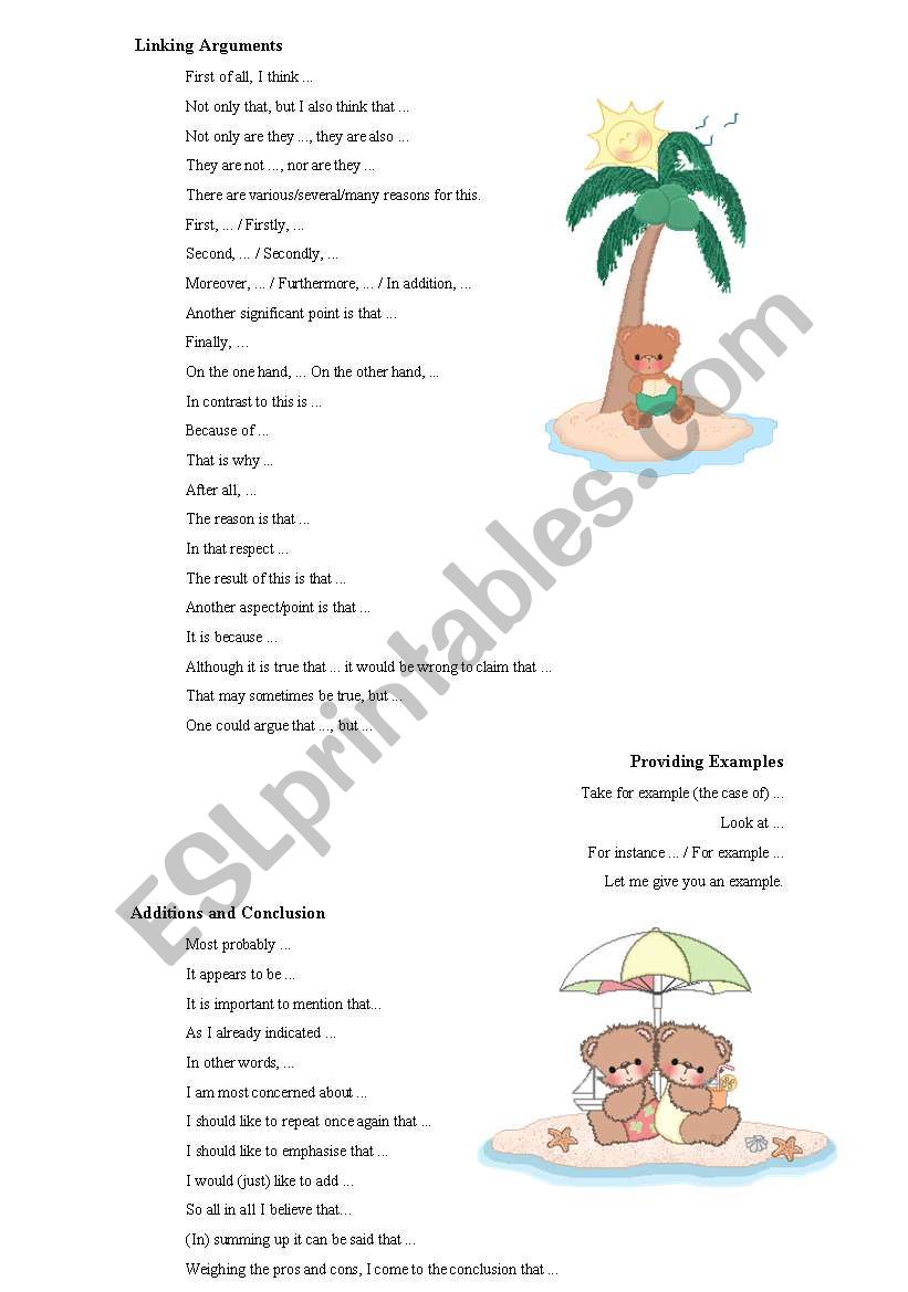 Linking arguments worksheet