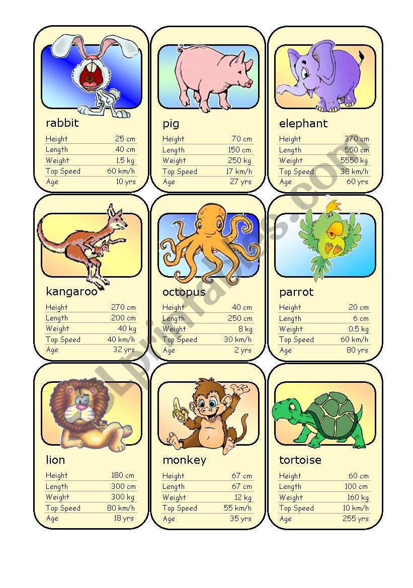 Animal Card Game (2) worksheet