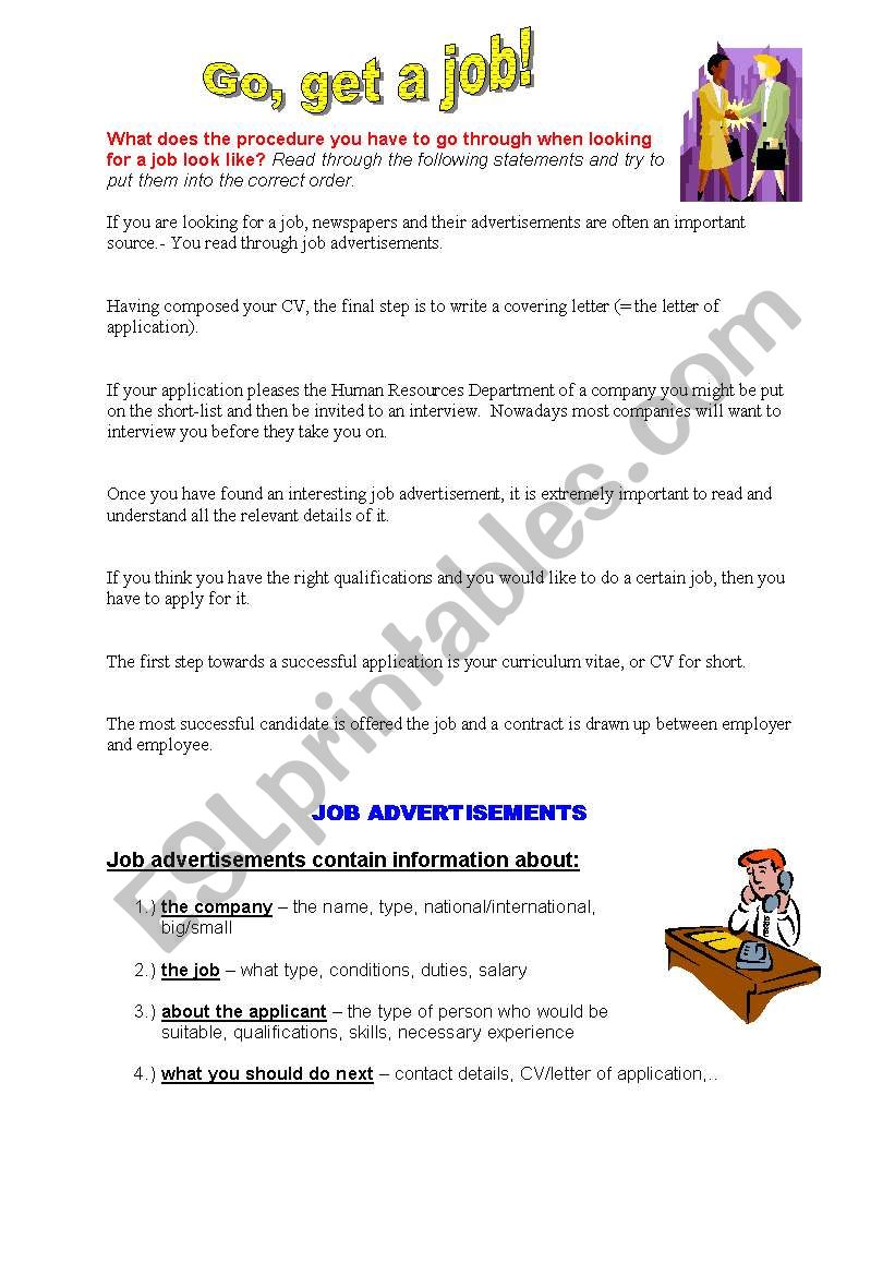 Go, get a job! worksheet