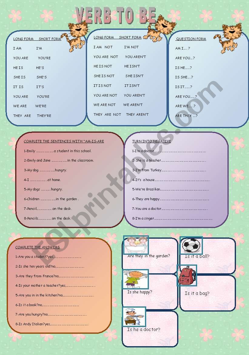 VERB TO BE worksheet