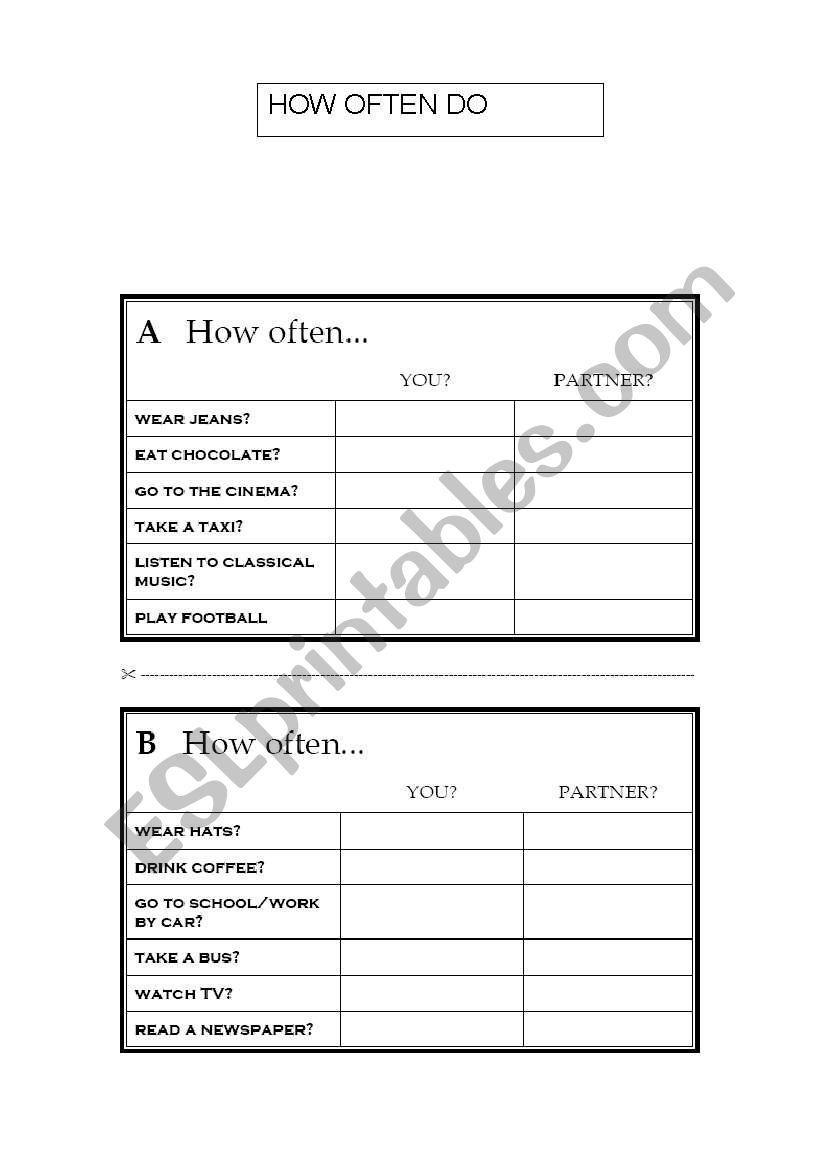 How often ...? worksheet