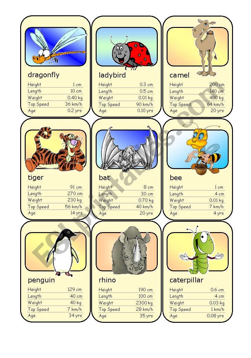 Animal Card Game (3) worksheet