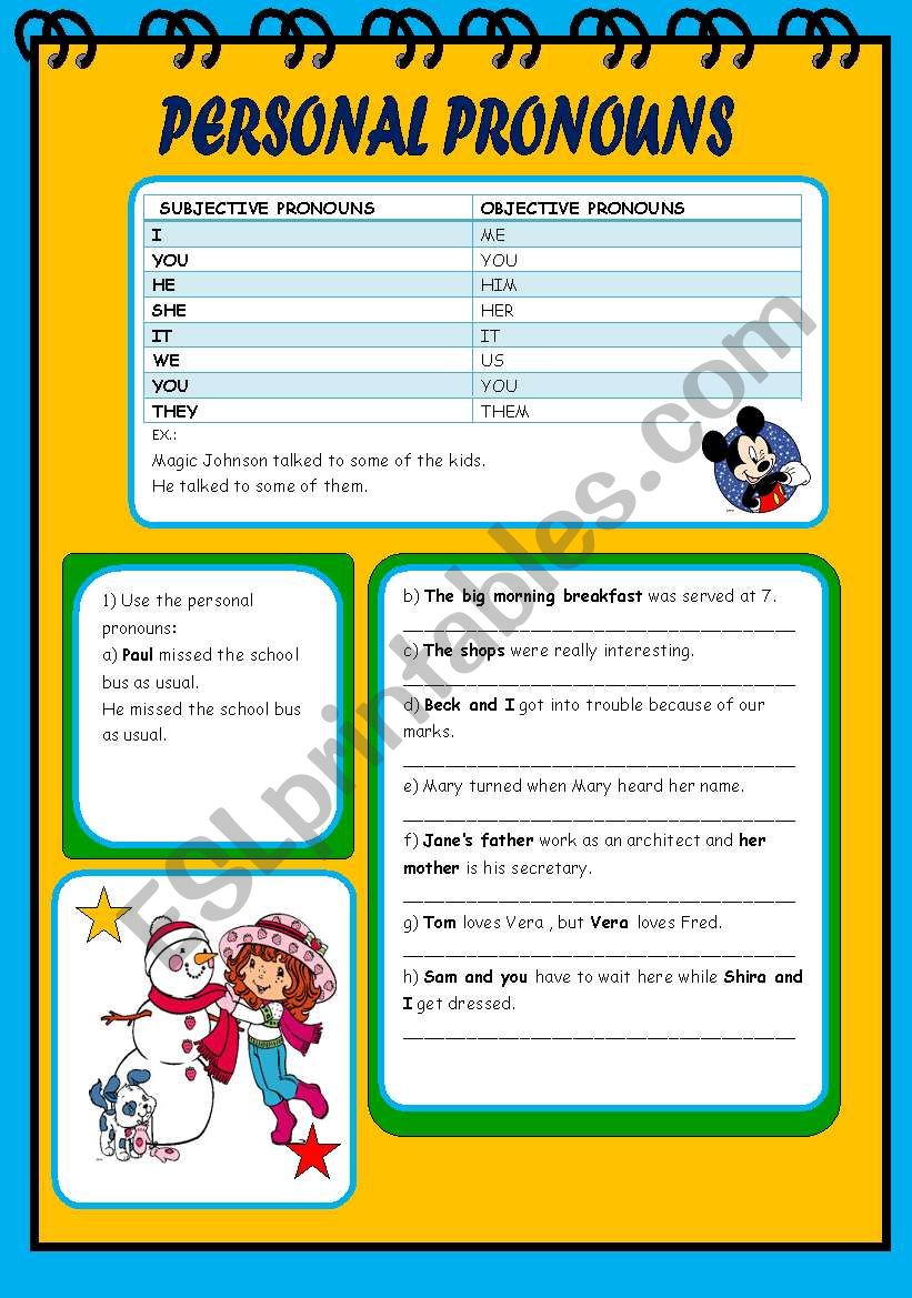 Pronouns worksheet