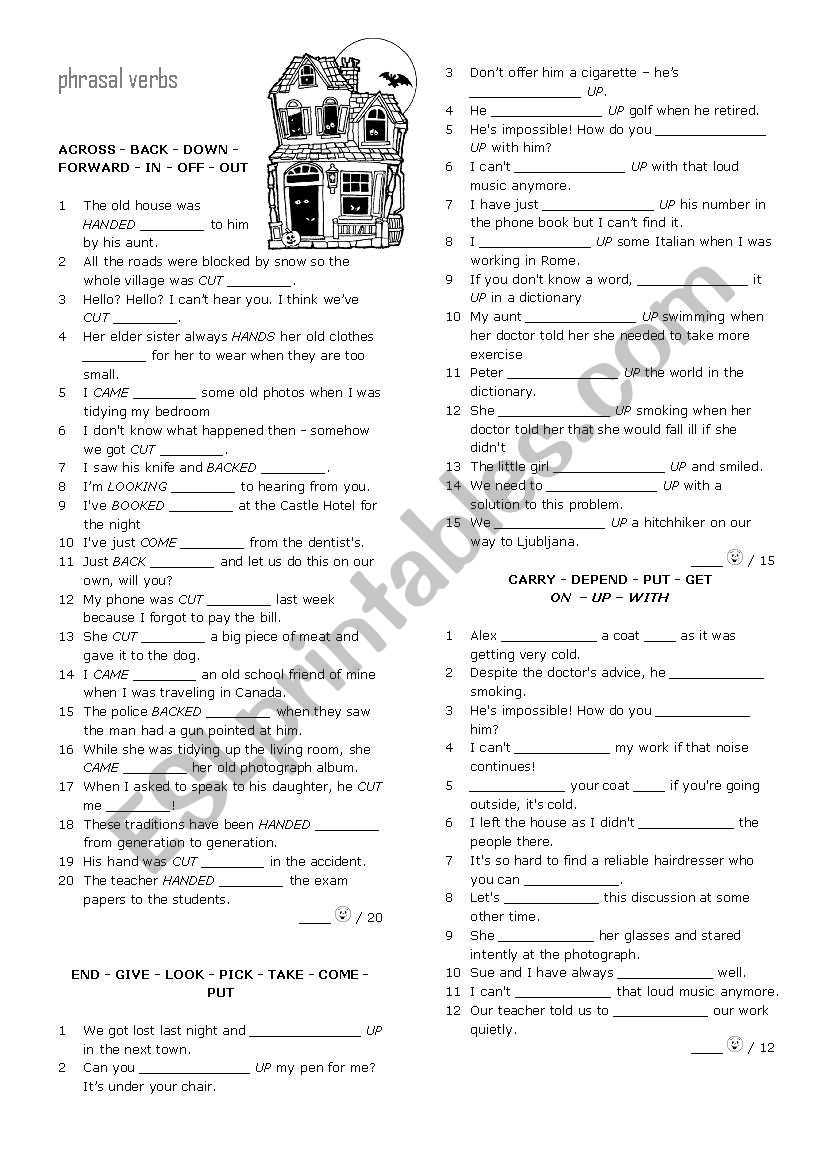 Phrasal Verbs worksheet