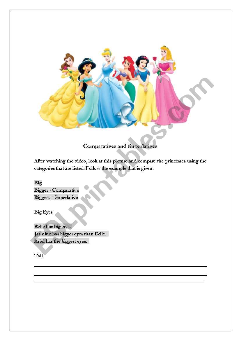 Disney Princess Comparisons-Comparatives and Superlatives