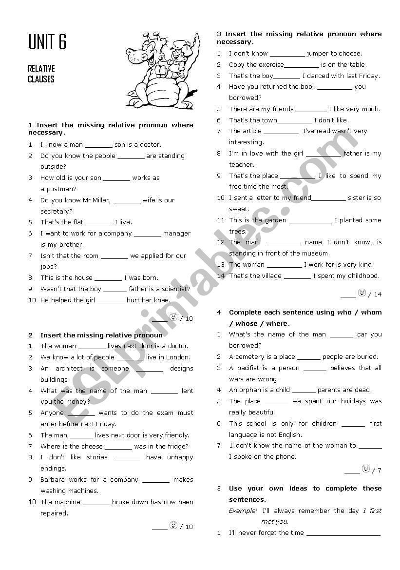 Relative, noun and adverb clauses