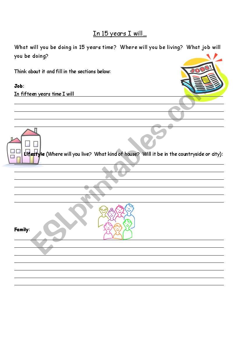In 15 years I will... worksheet