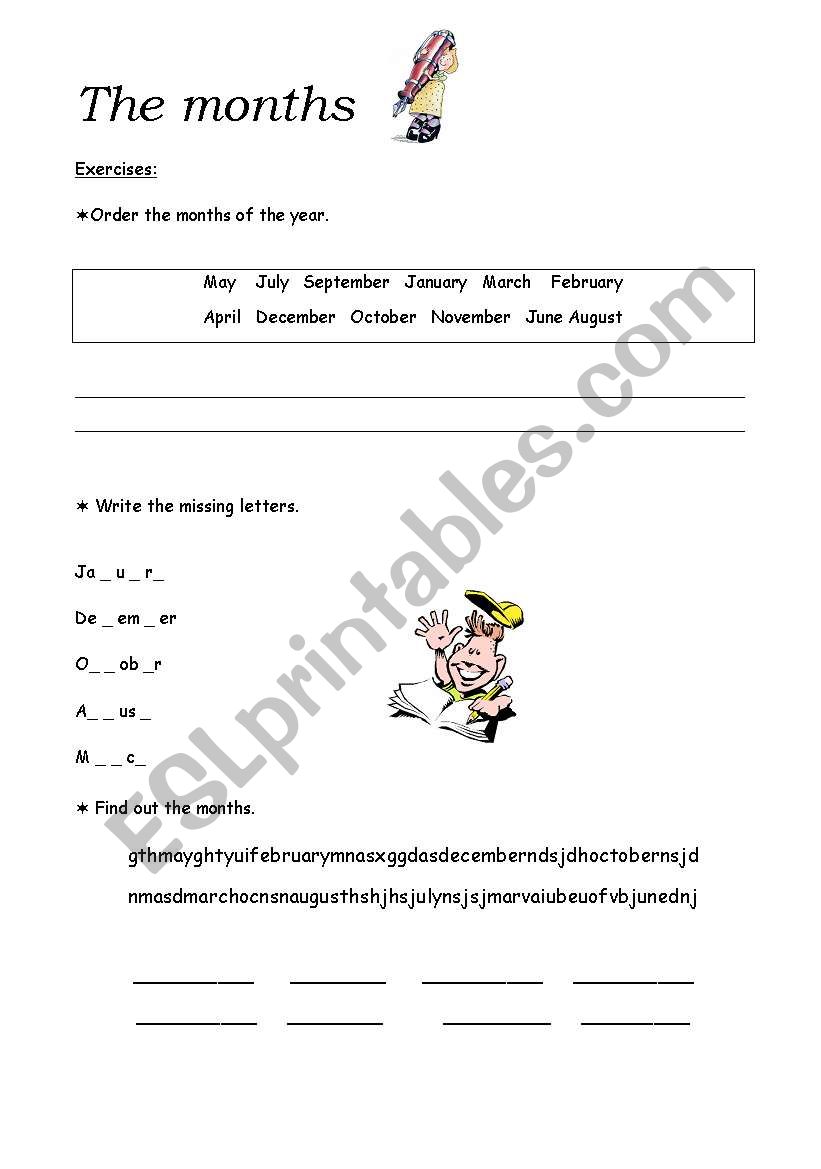 Months worksheet