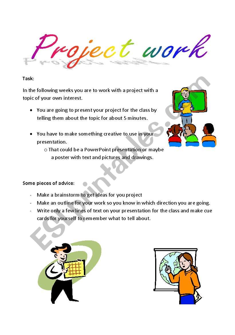 project work task worksheet