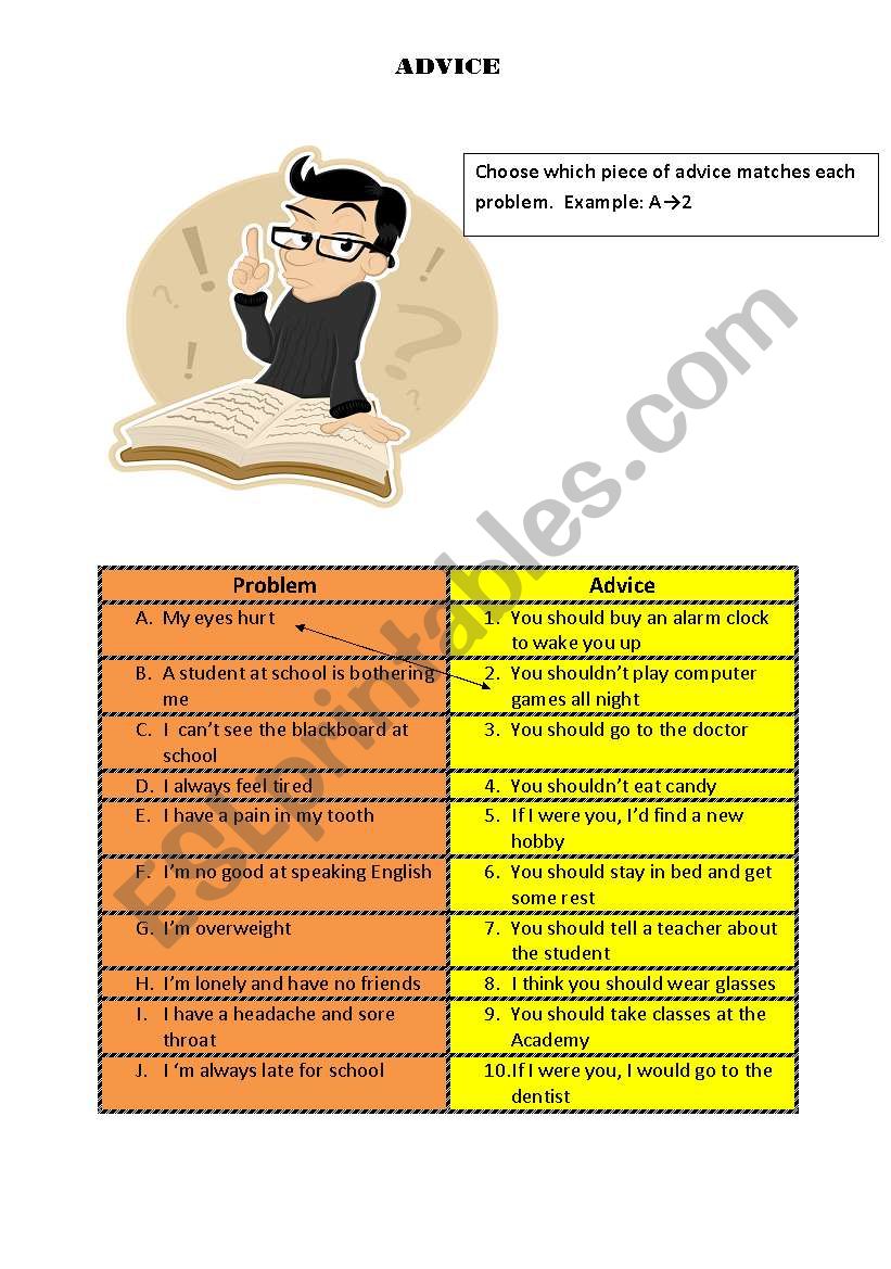 Giving advice- matching exercise