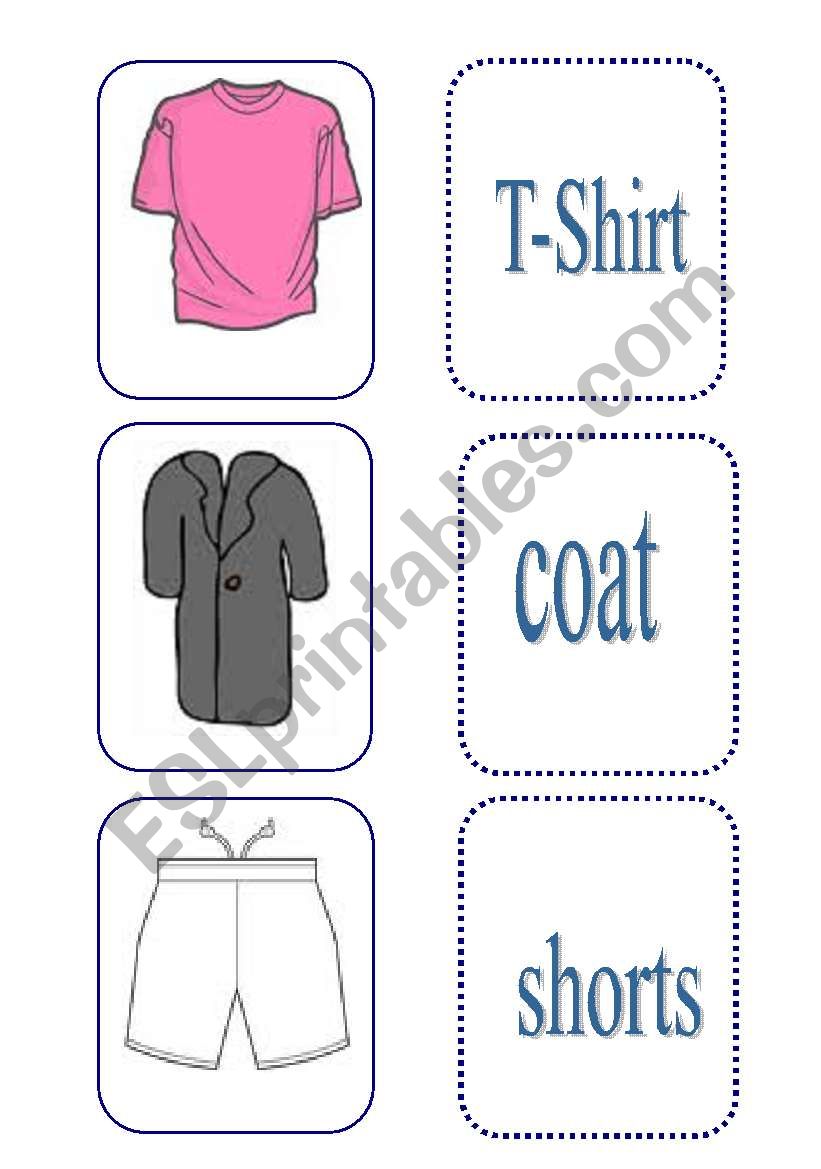 clothes flashcards worksheet