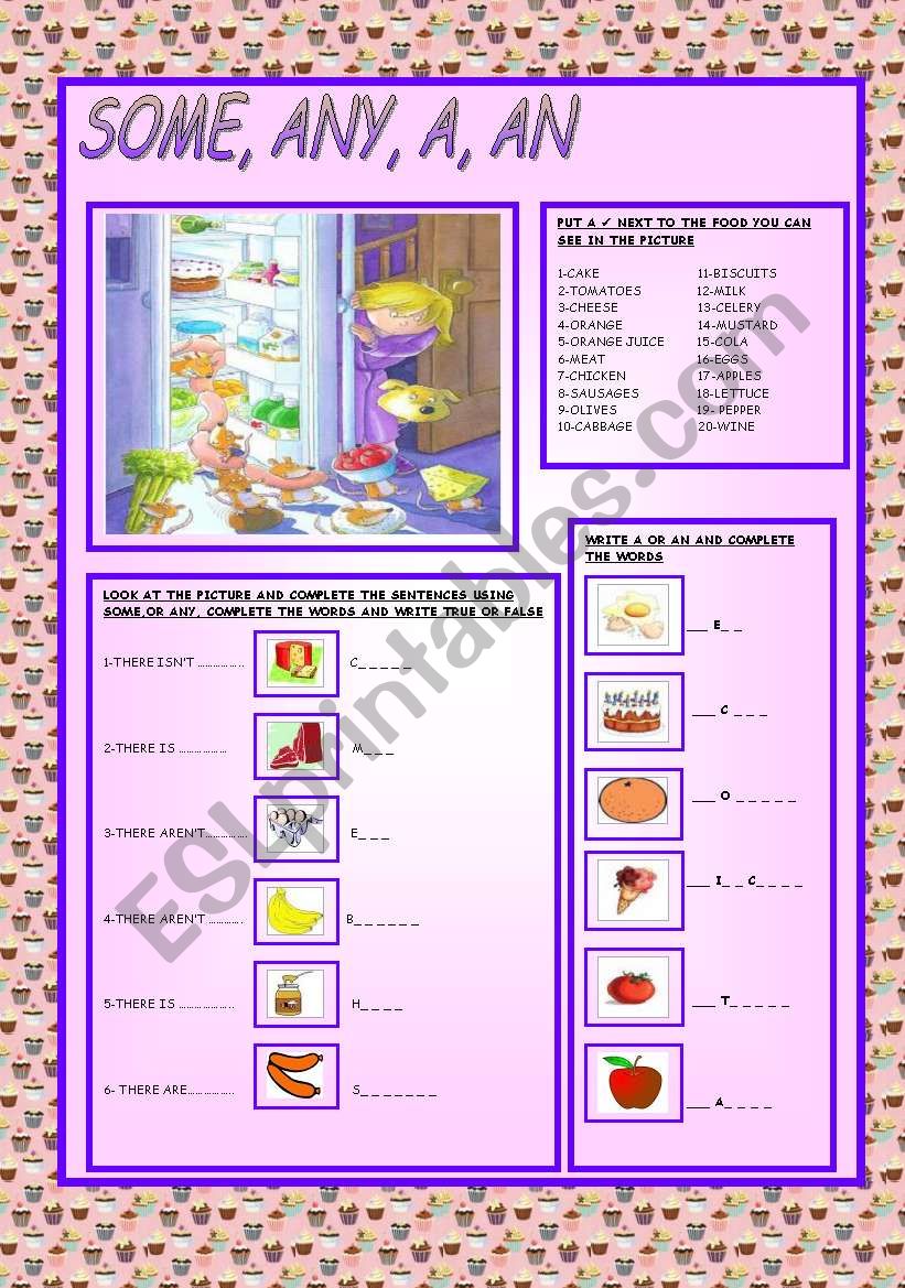 SOME- ANY-A- AN worksheet