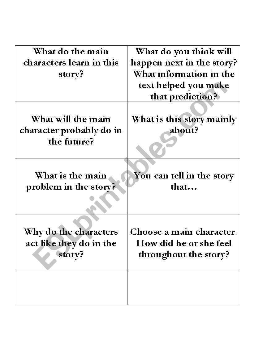 Reading QuestionCards worksheet
