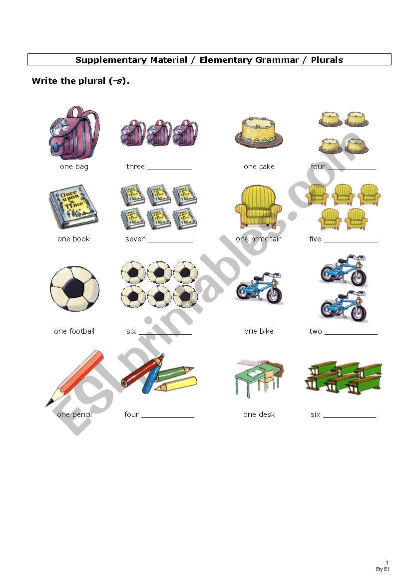 Plural Forms (1): +s/+es/+ies worksheet