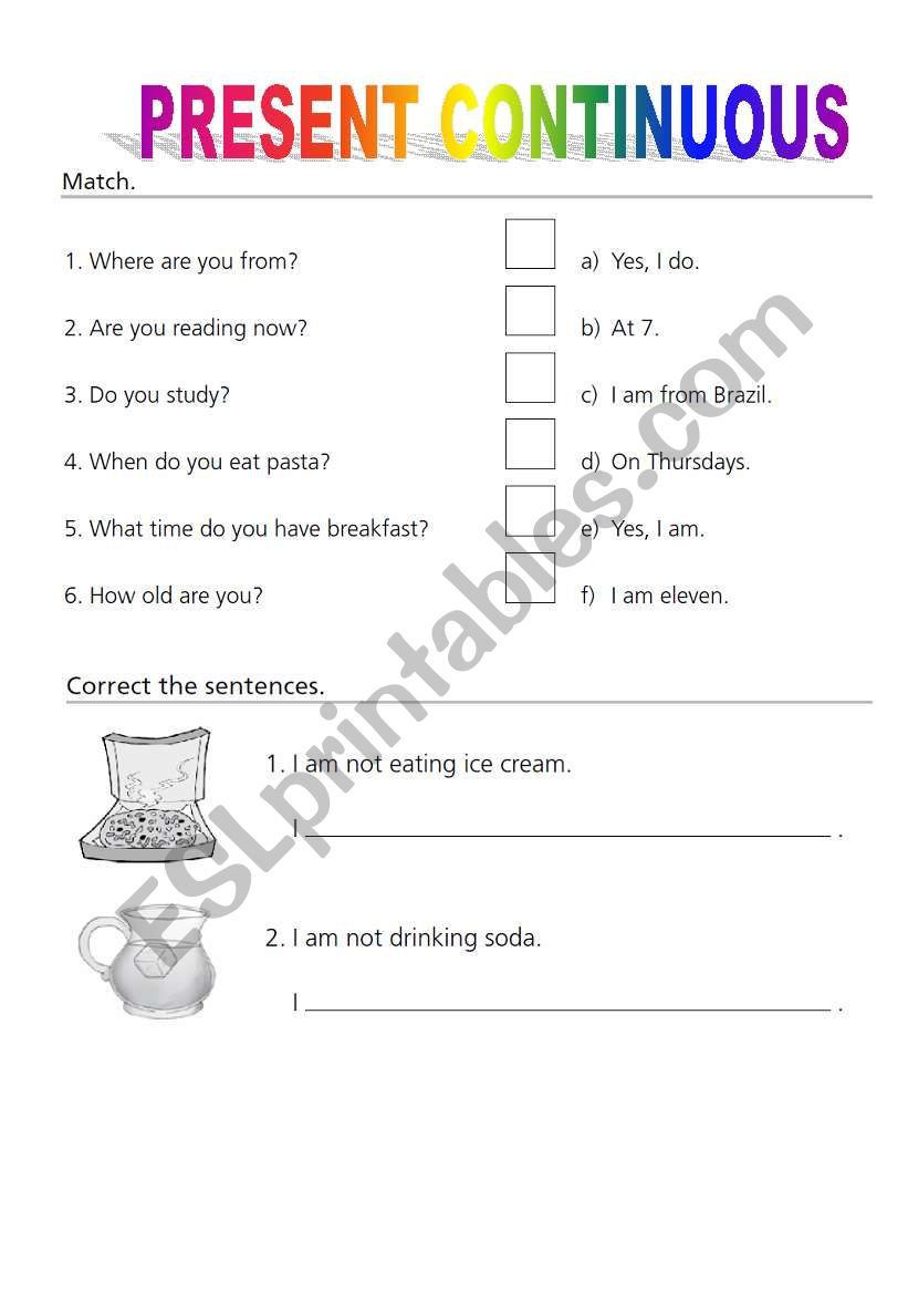 Present Continuous worksheet