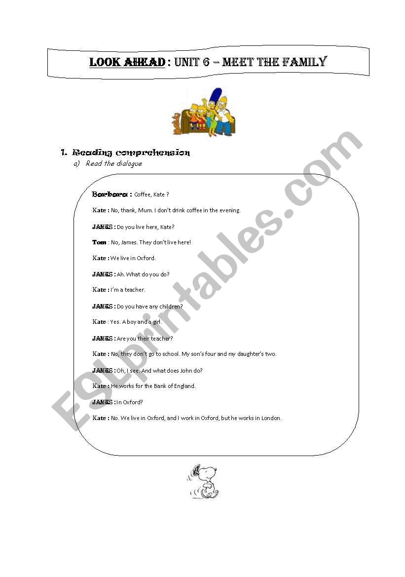 Reading comprehension worksheet