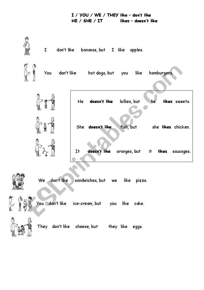 overview like/likes worksheet