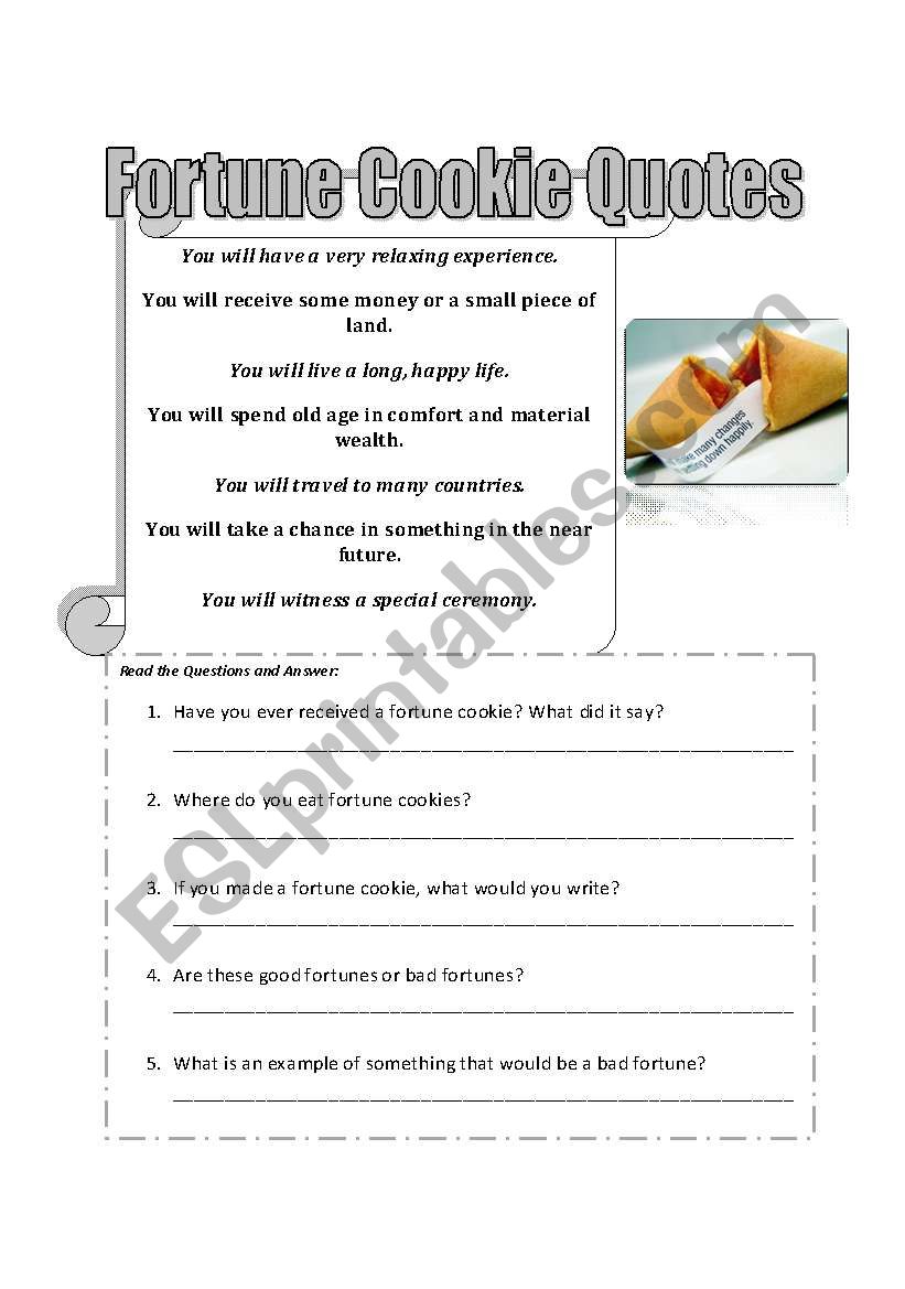 Fortune Cookie Quotes worksheet