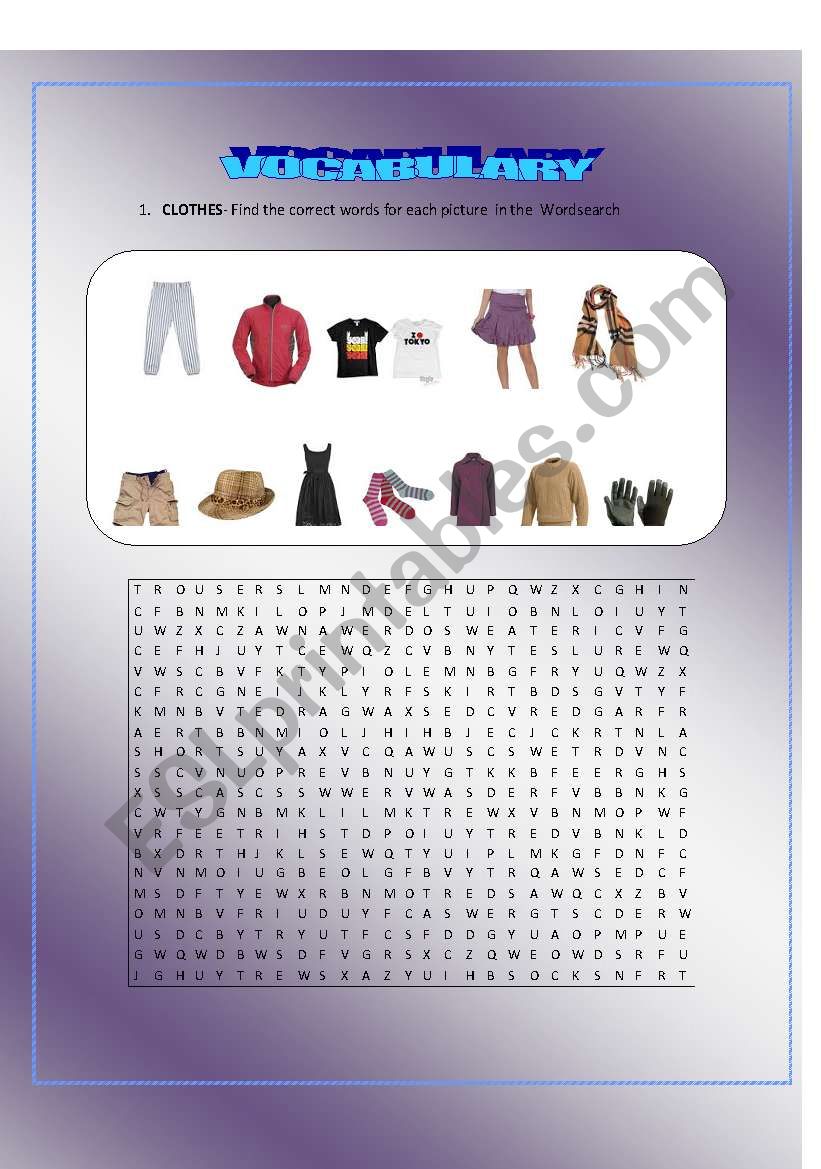 CLOTHES AND FOOD worksheet