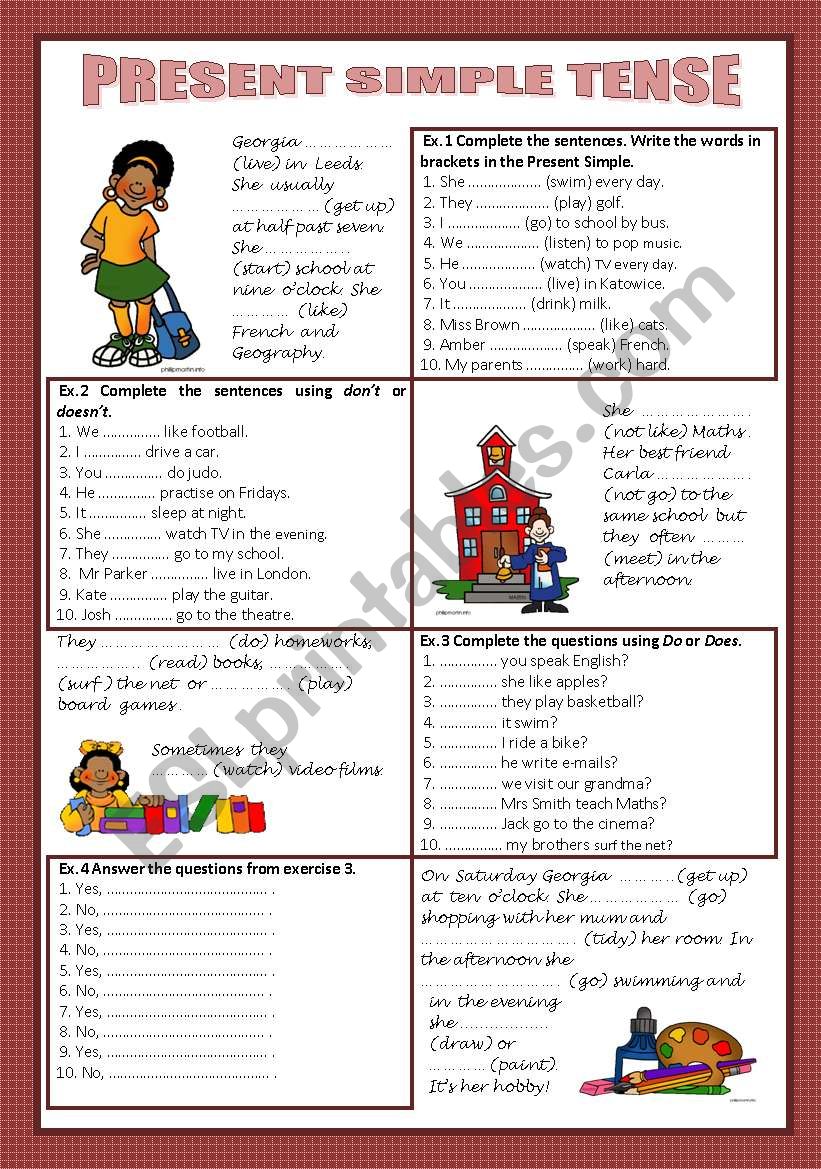 Present Simple Tense Esl Worksheet By Blanca