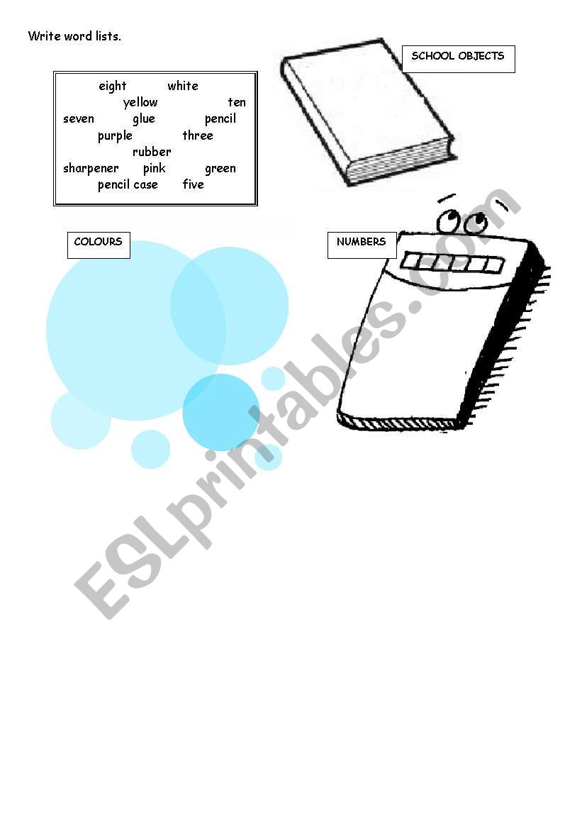 Word lists! worksheet