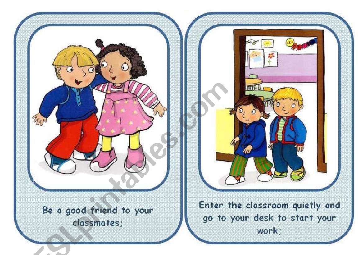 CLASSROOM RULES - flashcards set (3/3 ws)