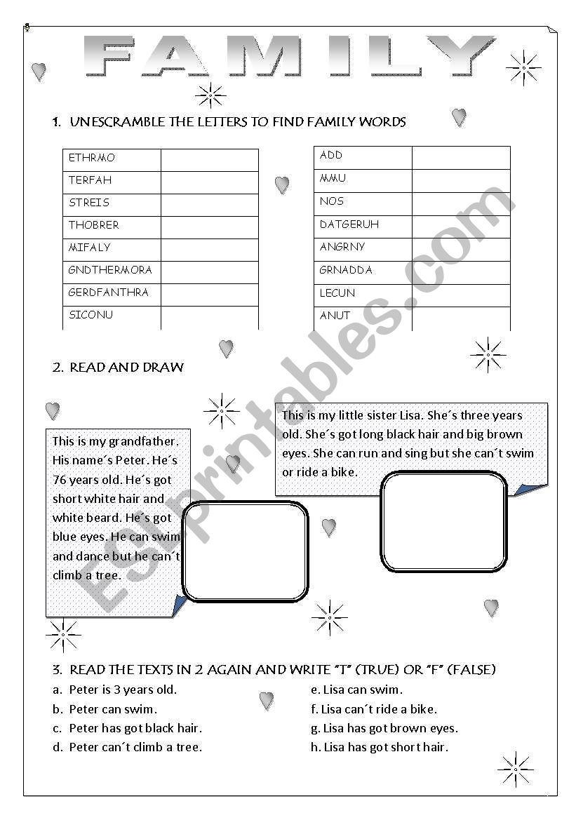 FAMILY worksheet