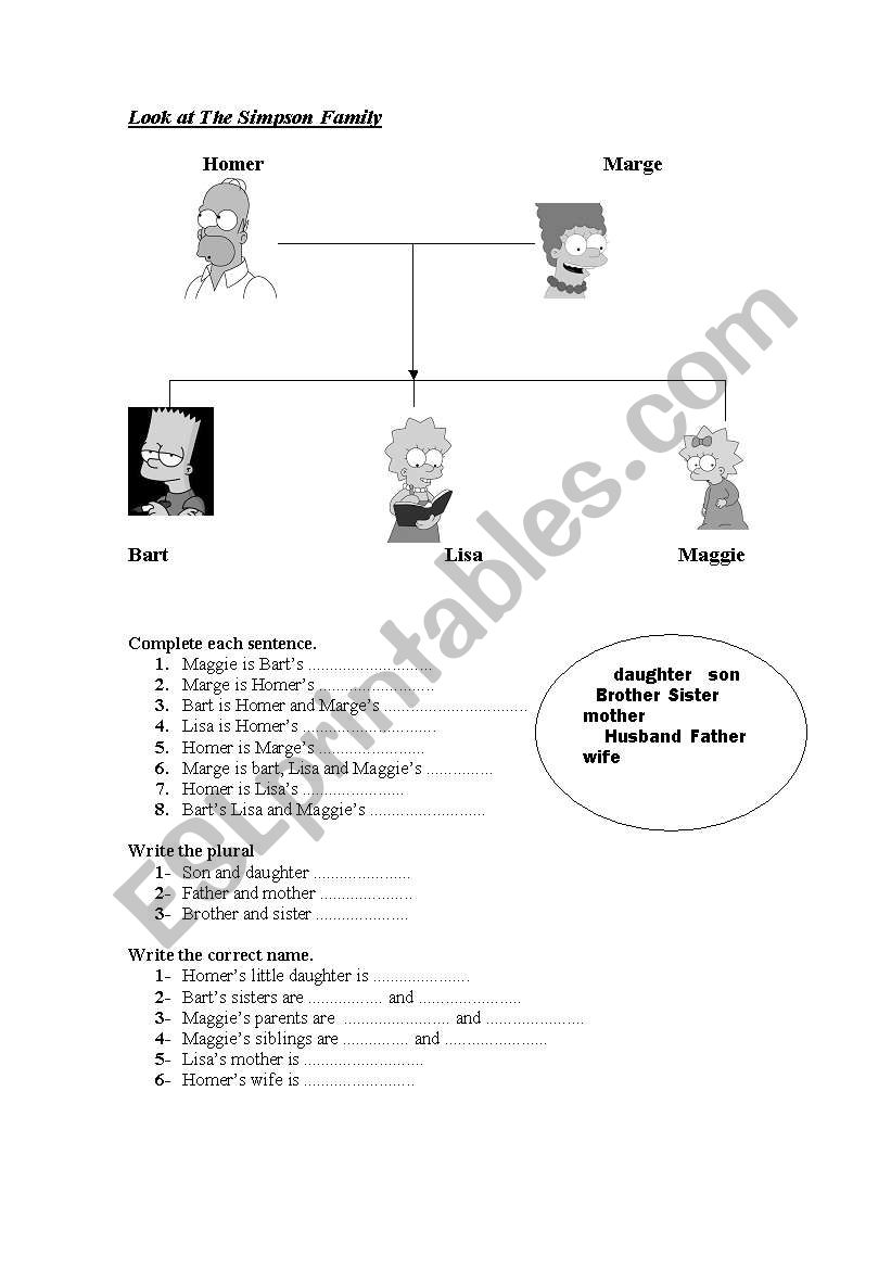 The Simpsons worksheet