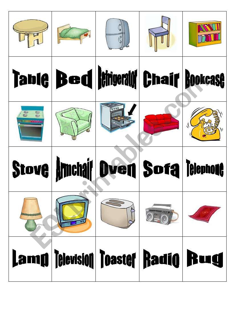 furniture - Memory game worksheet