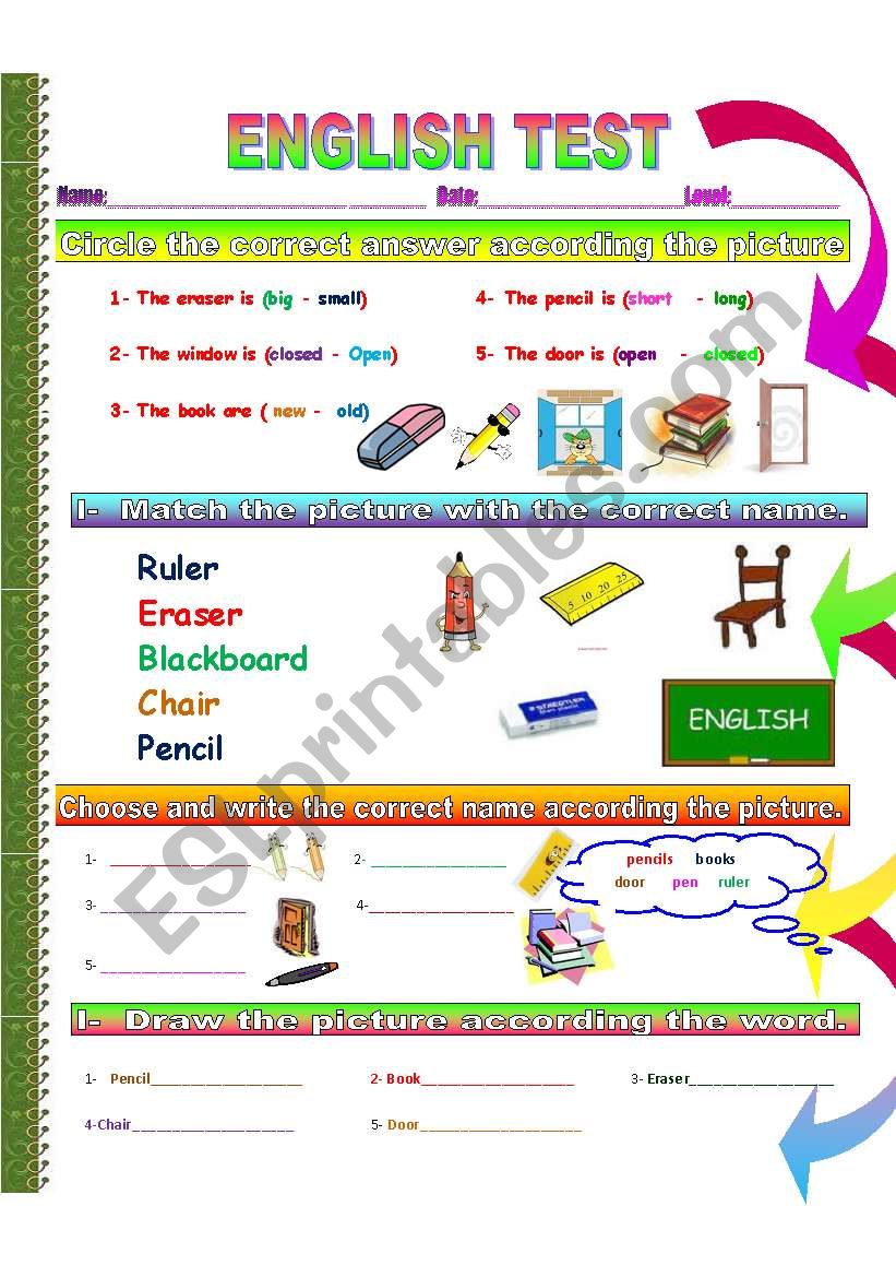 The classroom object worksheet