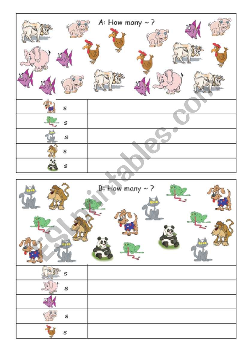 How many animals? worksheet