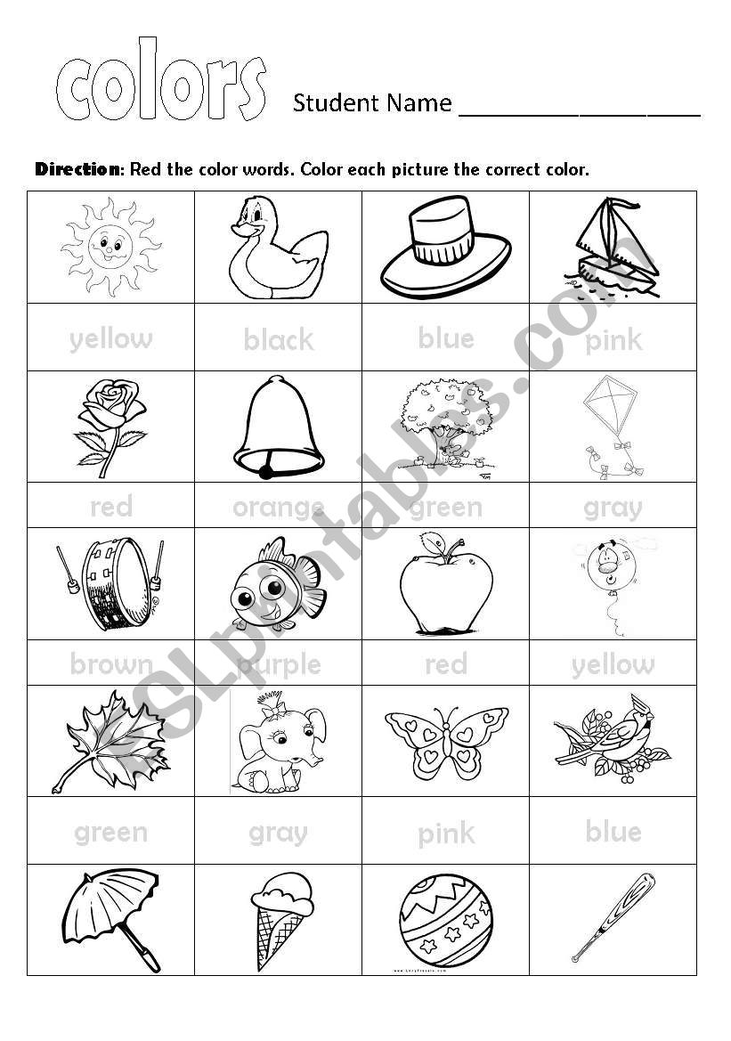 colors worksheet