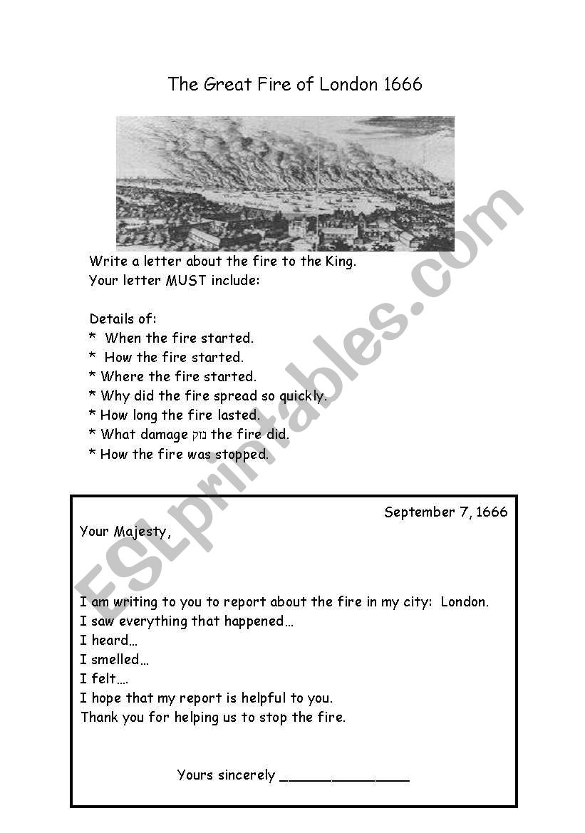 The Great Fire of London worksheet