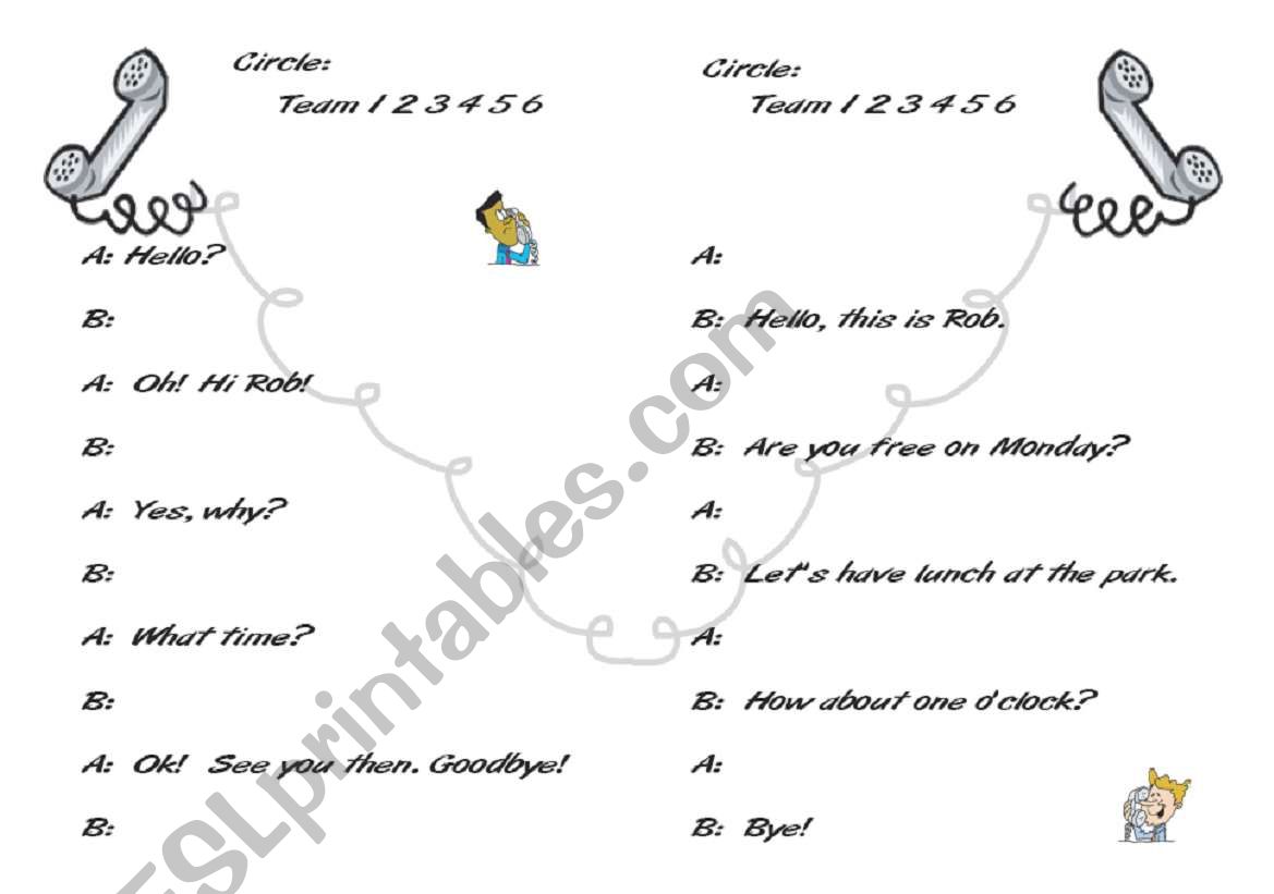 Telephone Conversation worksheet