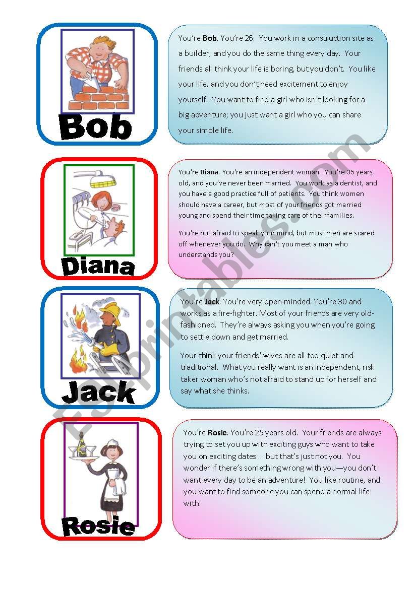 Speed Dating Roleplay Card Game part 4/6