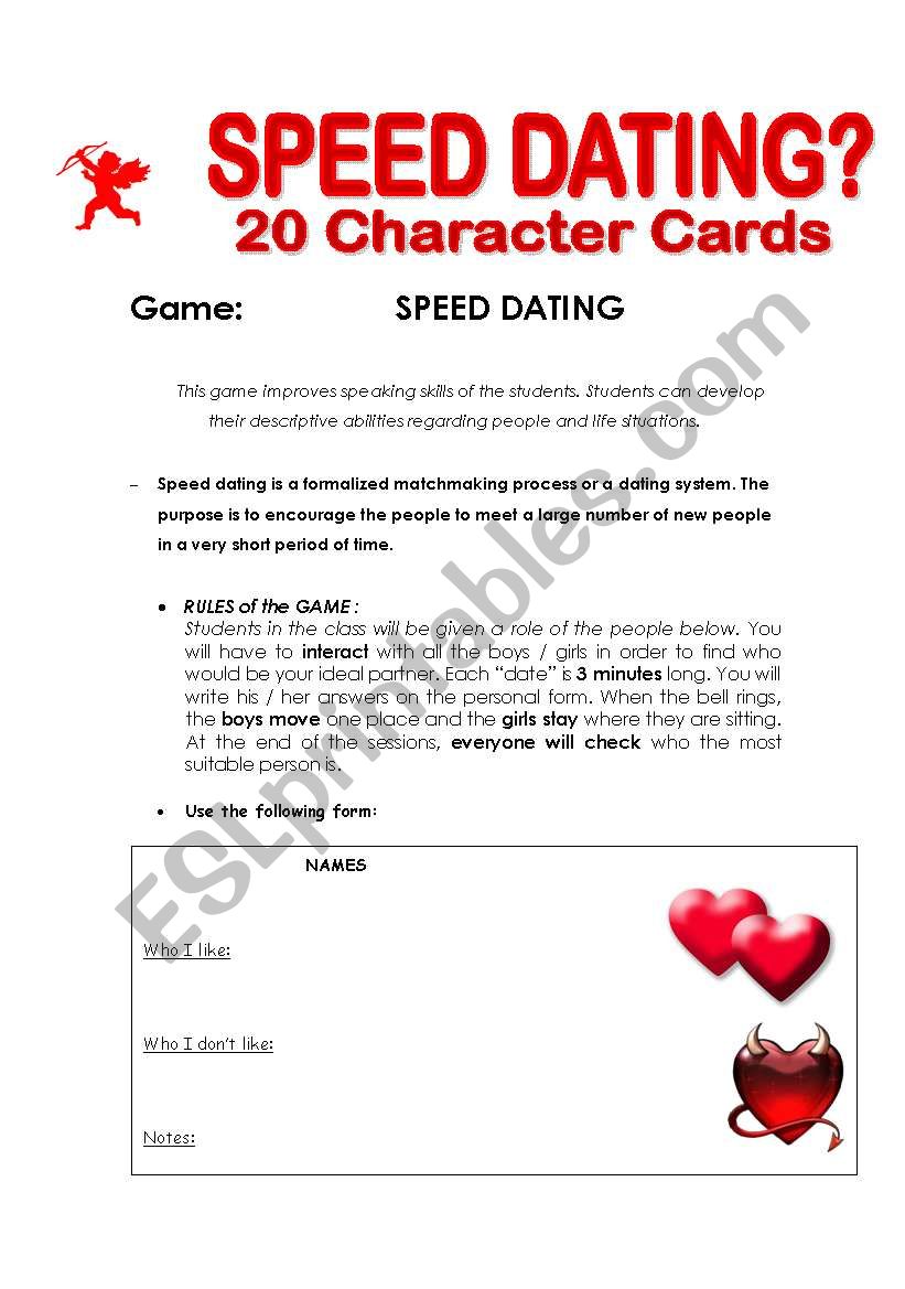 Speed Dating Roleplay Card Game part 6/6 Instructions