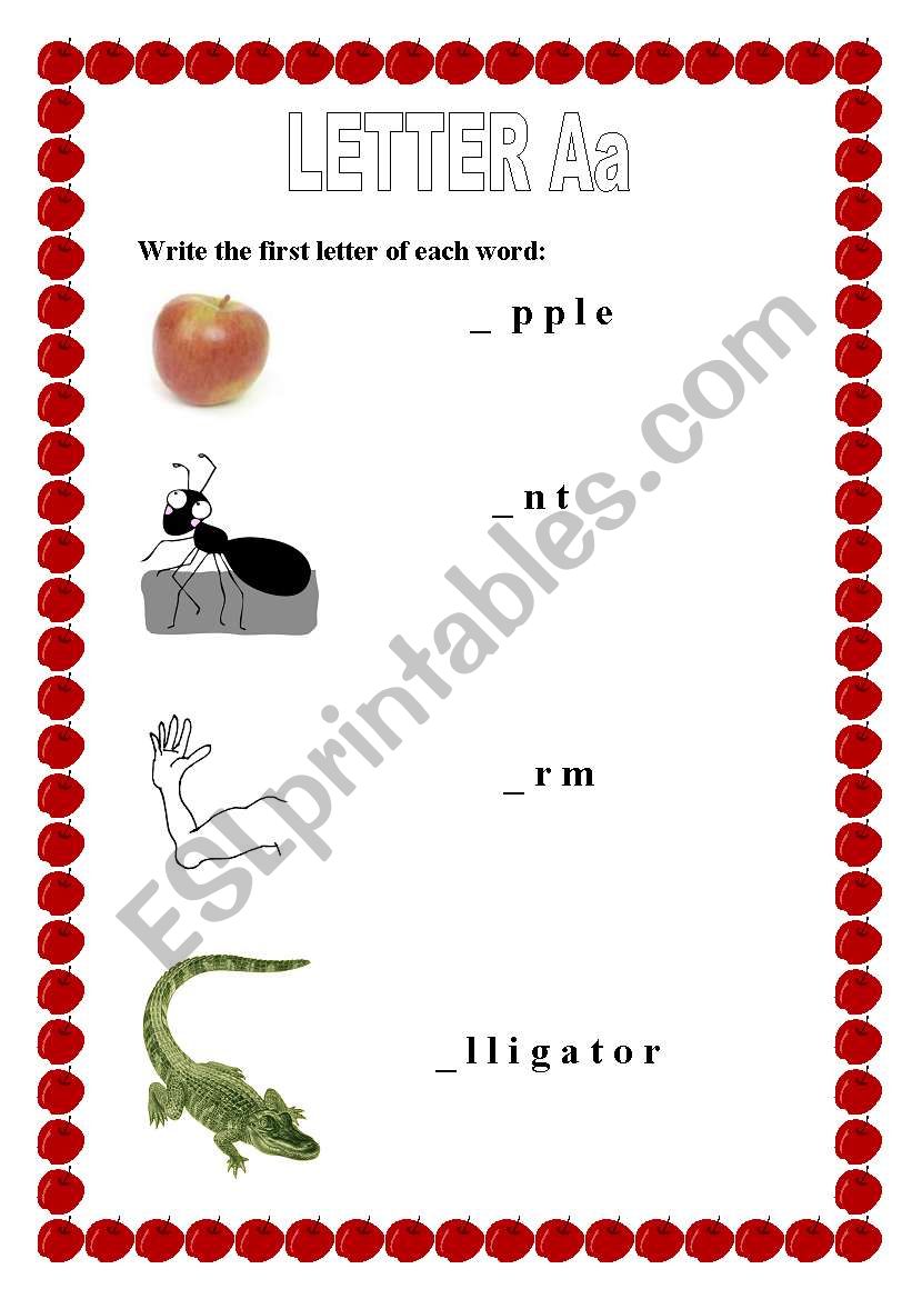 Alphabet letter a worksheet